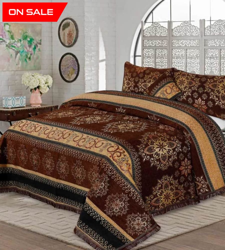 Bridal Velvet Jaccard Bed Sheet Set 4 Pcs Design Ak05 Sheets