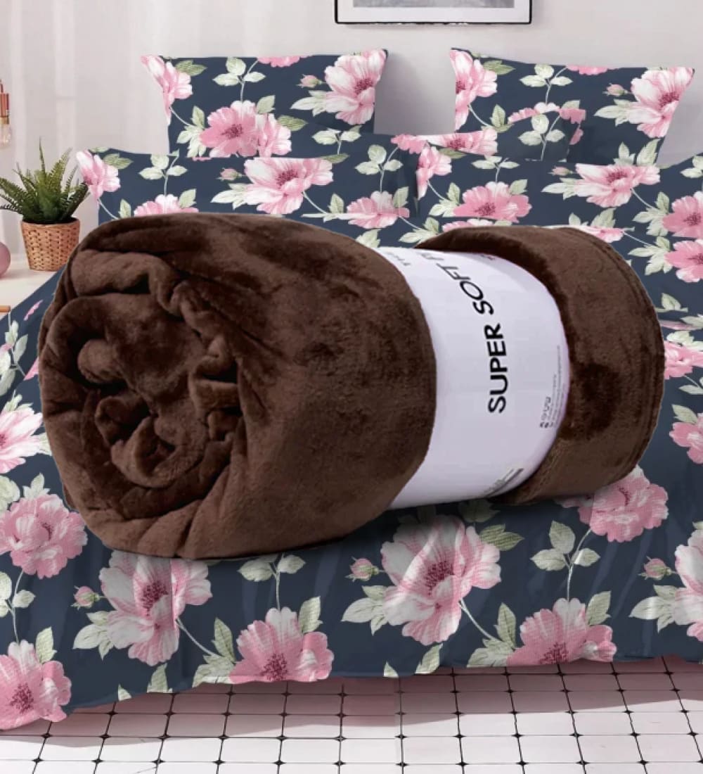 Brown Microfiber Plush Blanket Quilts & Comforters