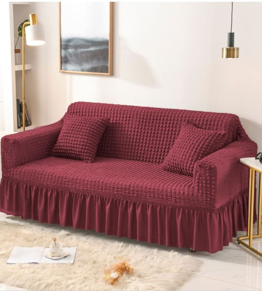 Bubble Mesh Quilted Sofa Cover﹙Maroon ﹚ Quilts & Comforters