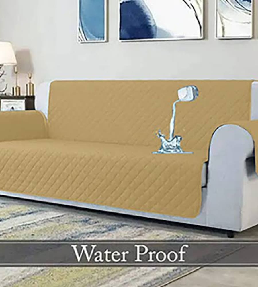 Waterproof Cotton Quilted Sofa Cover ﹙ Beige ﹚ Quilts & Comforters