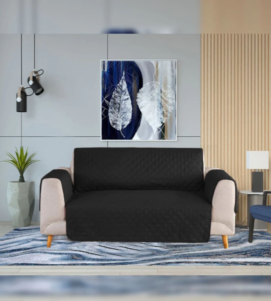 Cotton Quilted Sofa Cover ﹙ Black ﹚ Quilts & Comforters