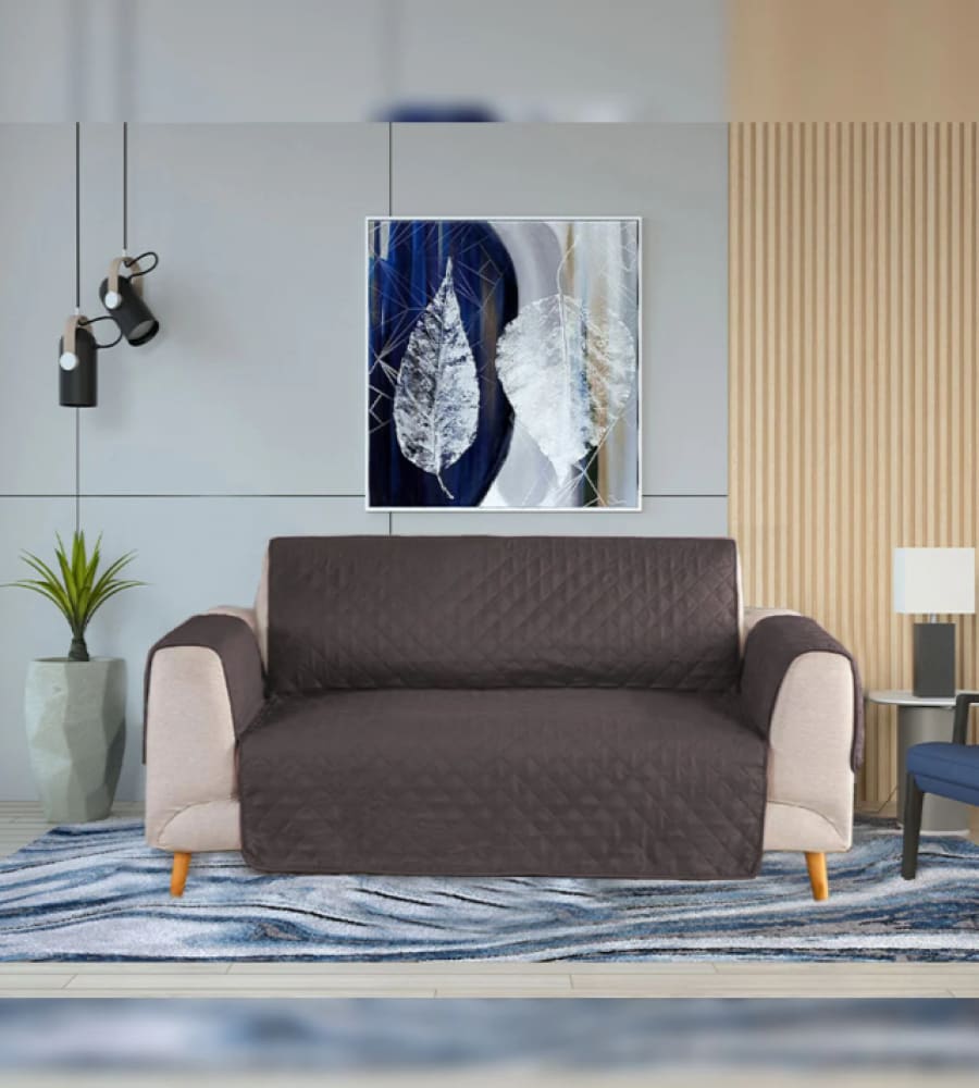 Cotton Quilted Sofa Cover ﹙ Brown ﹚ Quilts & Comforters