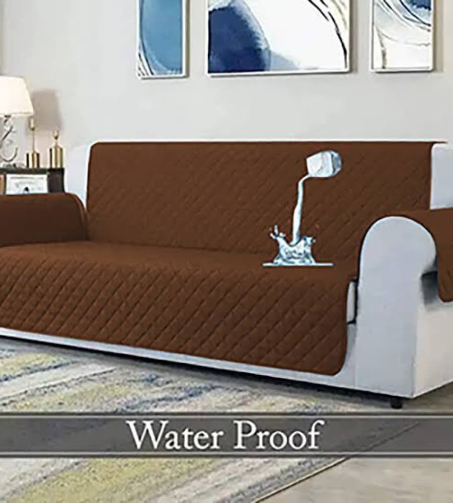 Waterproof Cotton Quilted Sofa Cover ﹙ Copper Brown ﹚ Quilts & Comforters