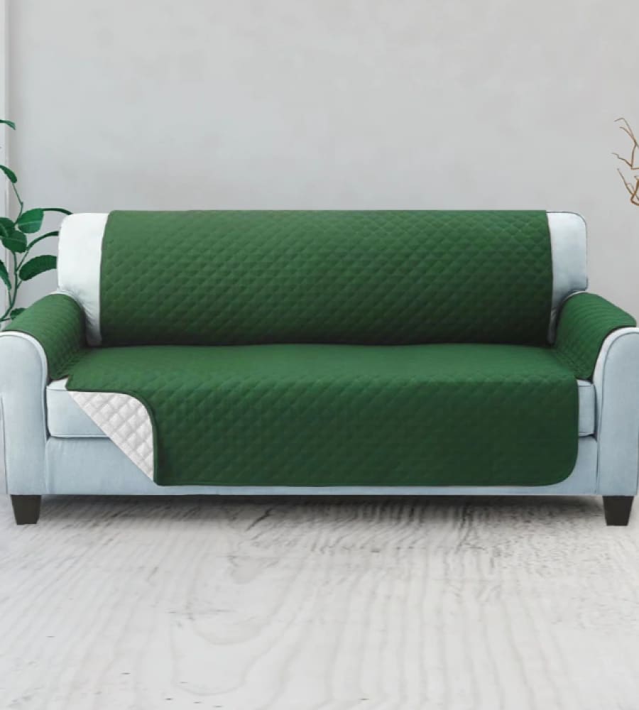 Cotton Quilted Sofa Cover ﹙ Green ﹚ Quilts & Comforters