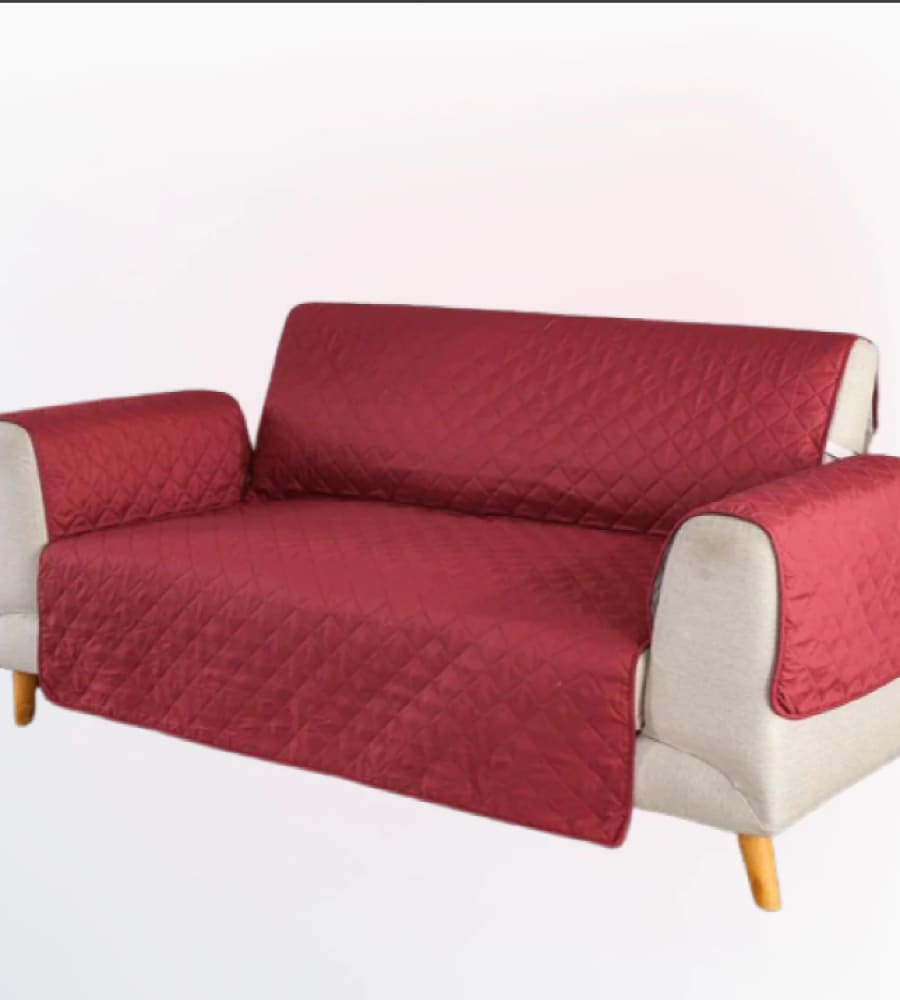Cotton Quilted Sofa Cover ﹙ Maroon ﹚ Quilts & Comforters