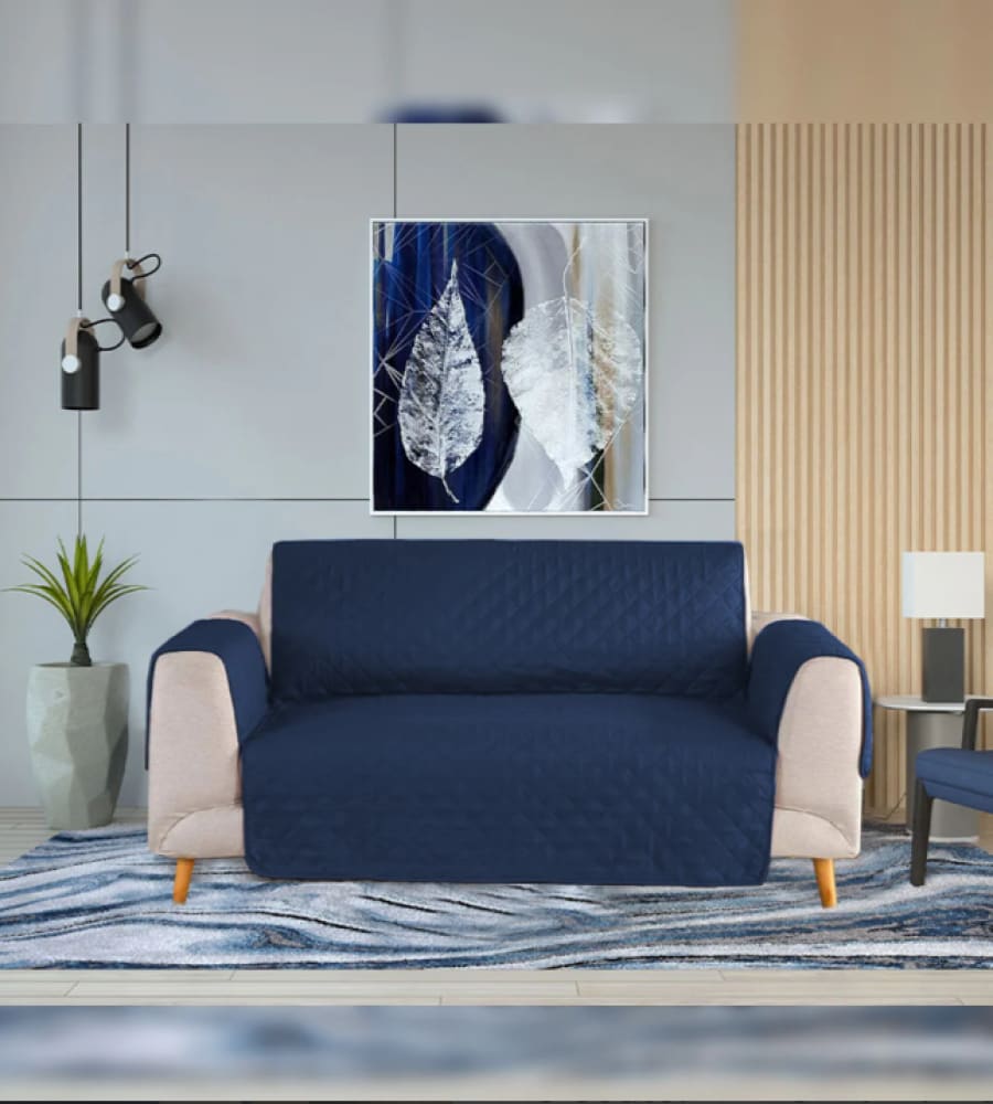 Cotton Quilted Sofa Cover﹙ Navy Blue ﹚ Quilts & Comforters