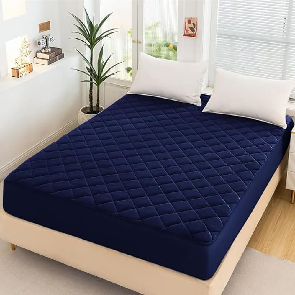 Cotton Quilted Water Proof Mattriss Protector﹙ Blue Color ﹚ Mattress Protectors