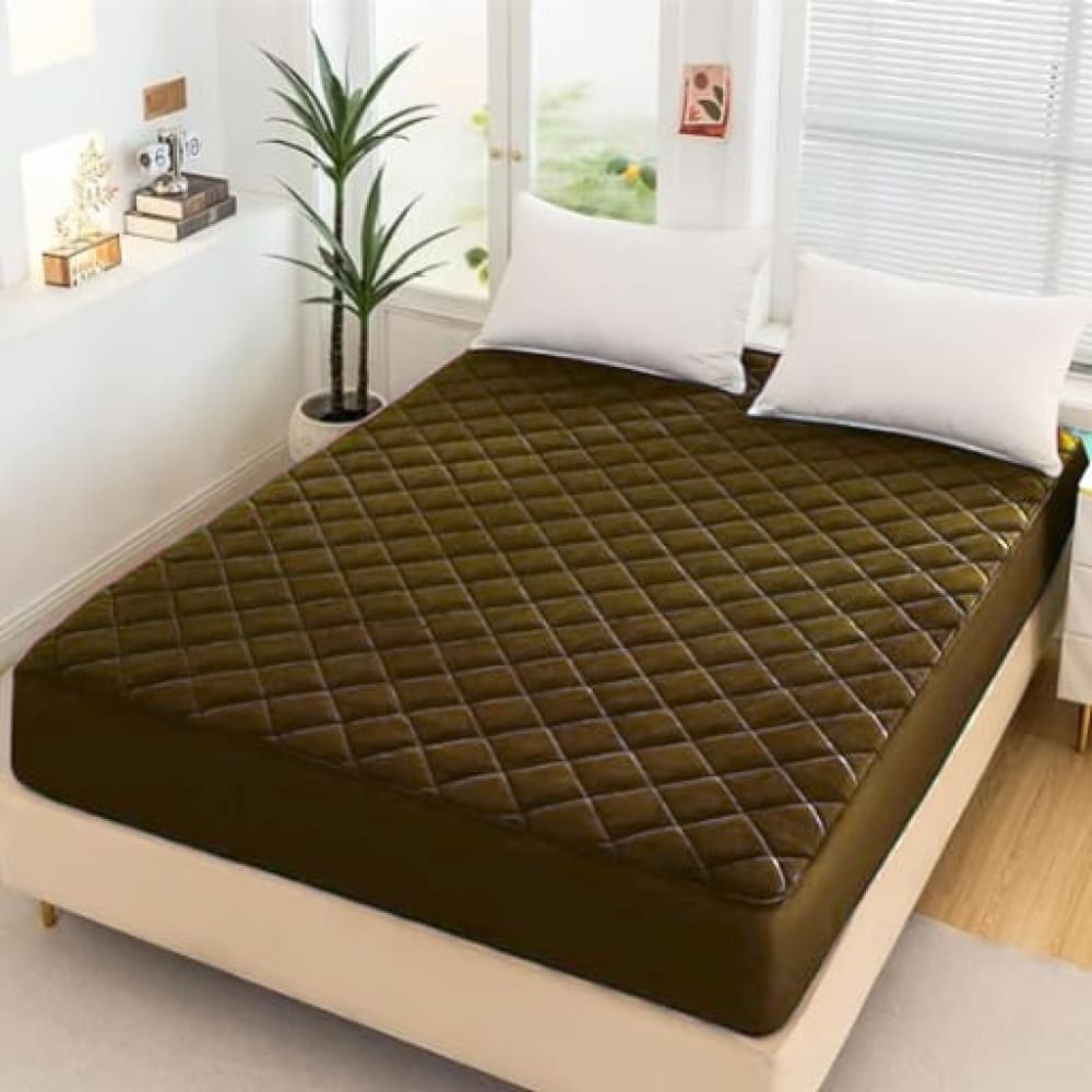 Cotton Quilted Water Proof Mattriss Protector﹙ Brown Color ﹚ Mattress Protectors