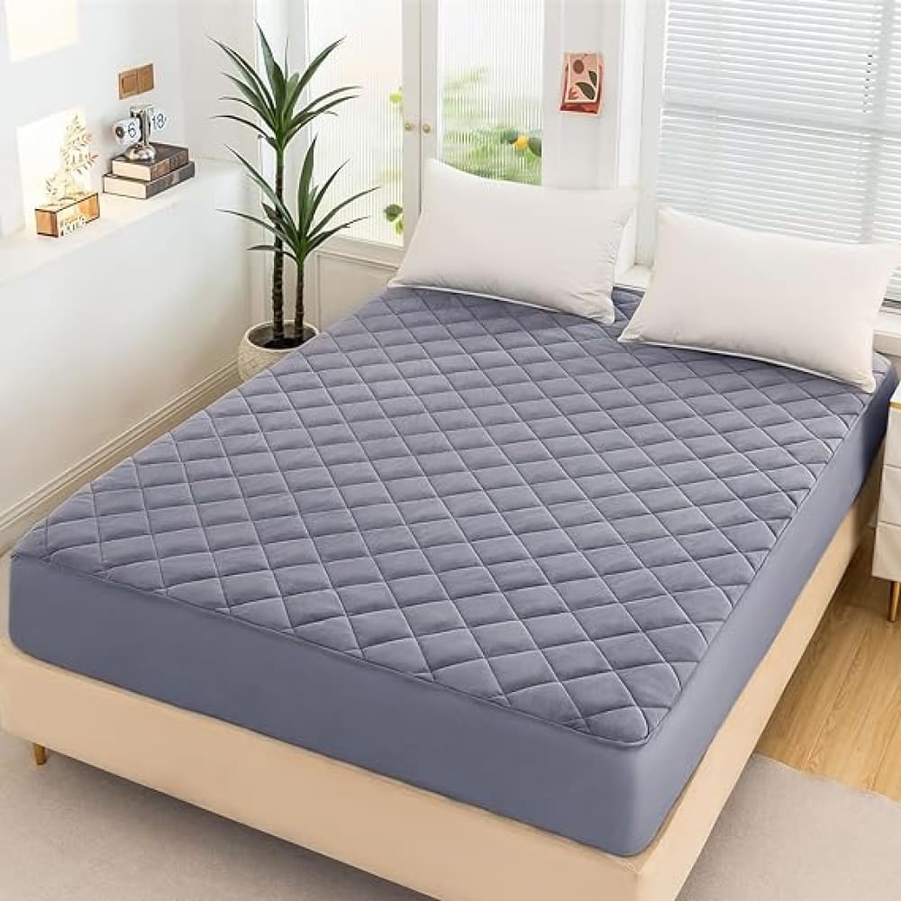 Cotton Quilted Water Proof Mattriss Protector﹙ Light Grey ﹚ Mattress Protectors