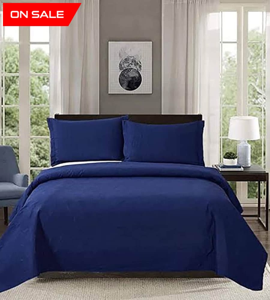 Navy Blue Bedspread Set 3 Pcs D-B02 Quilts & Comforters