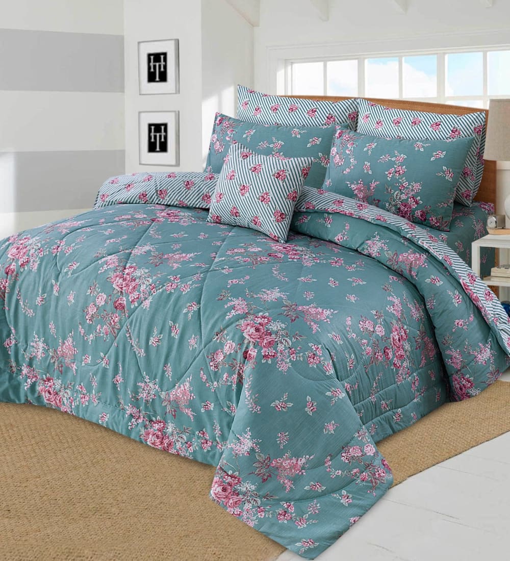 Winter Razae Set 6Pc Pink Flower (Heavy Filling) Quilts & Comforters