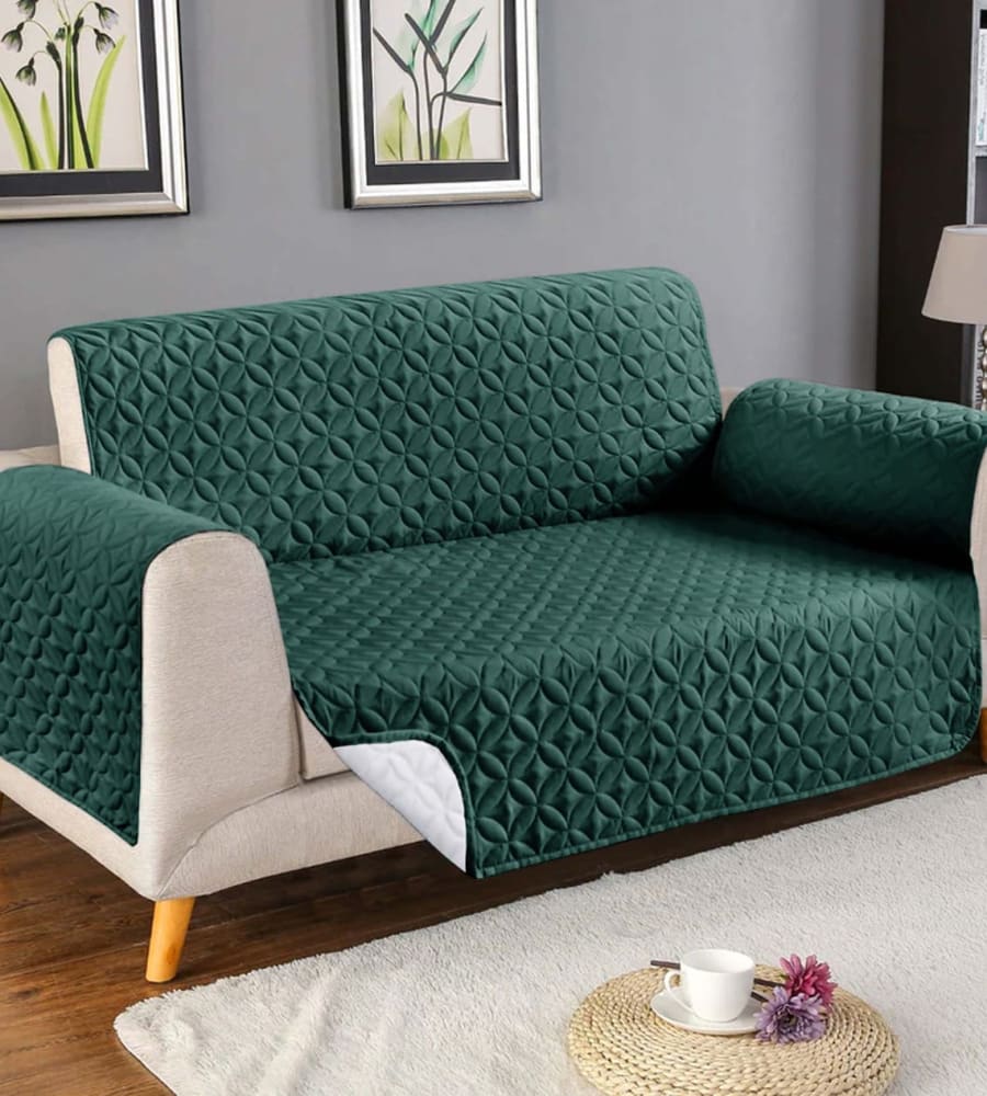 Ultrasonic Cotton Quilted Sofa Cover﹙ Green﹚ Quilts & Comforters