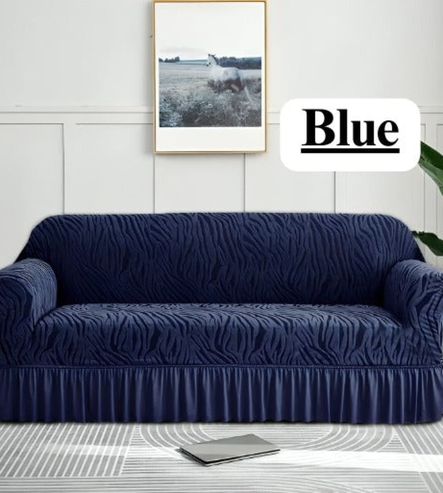 Zebra Style Velvet Sofa Cover﹙ Blue ﹚ Quilts & Comforters