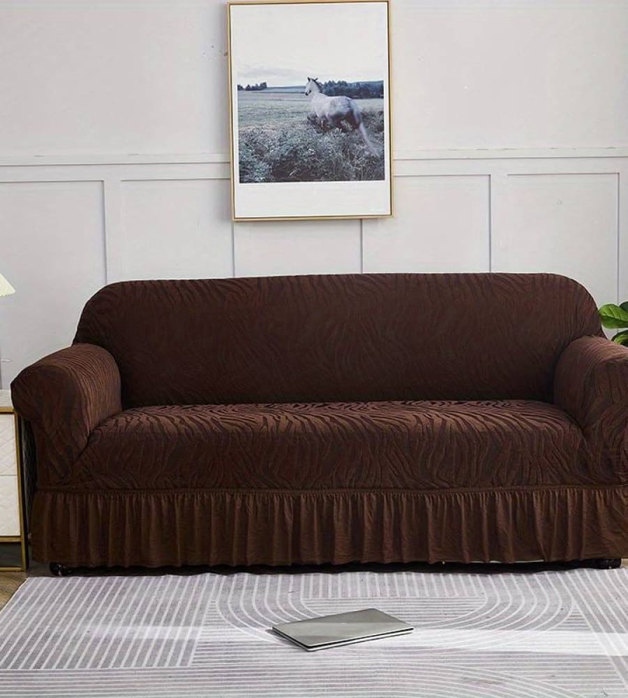 Zebra Style Velvet Sofa Cover﹙ Dark Brown ﹚ Quilts & Comforters